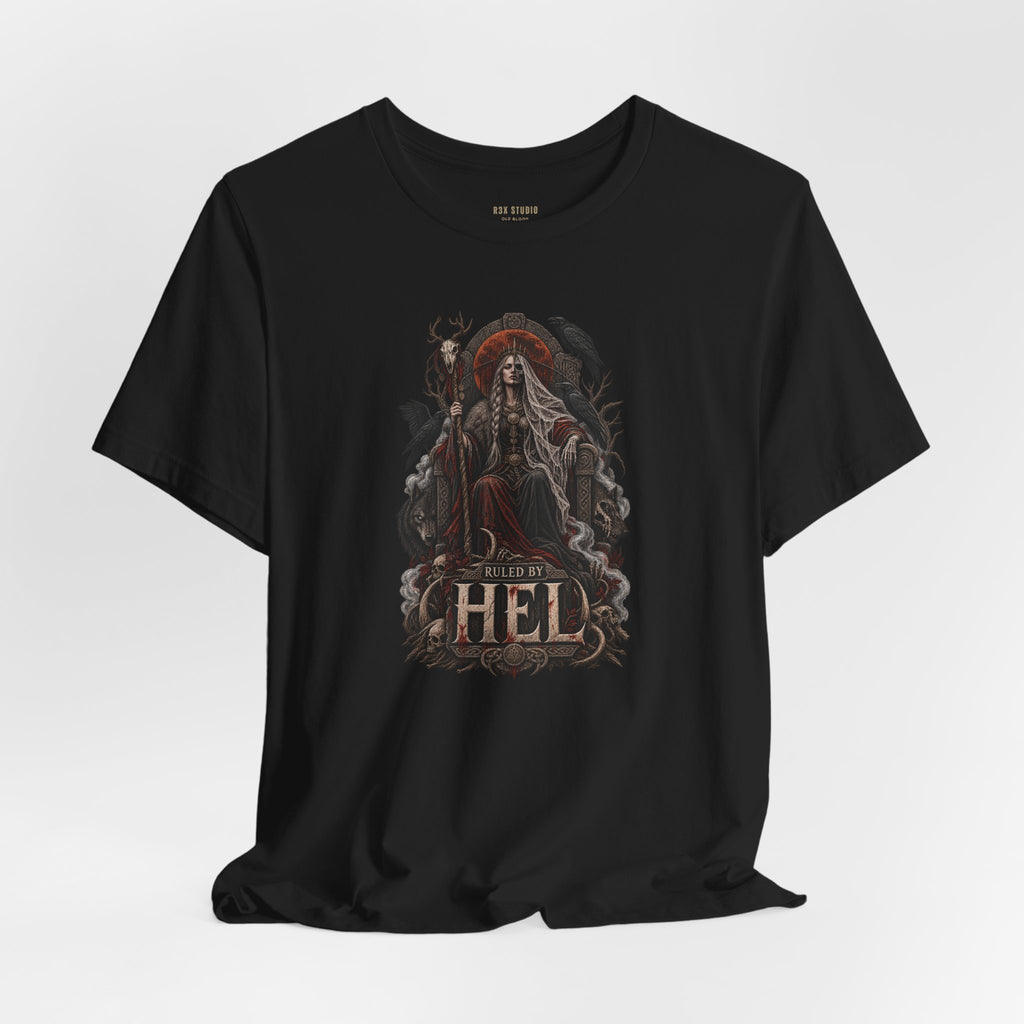 Ruled by Hel T-Shirt | Norse Goddess & Gothic Raven Design