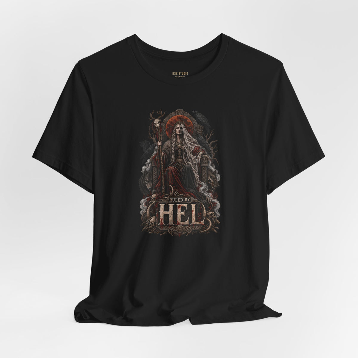 Ruled by Hel T-Shirt | Norse Goddess & Gothic Raven Design