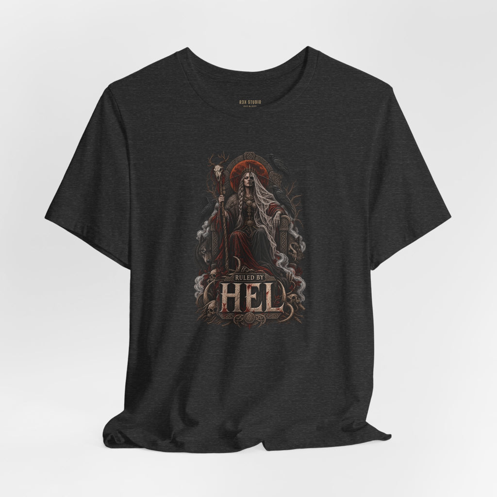 Ruled by Hel T-Shirt | Norse Goddess & Gothic Raven Design