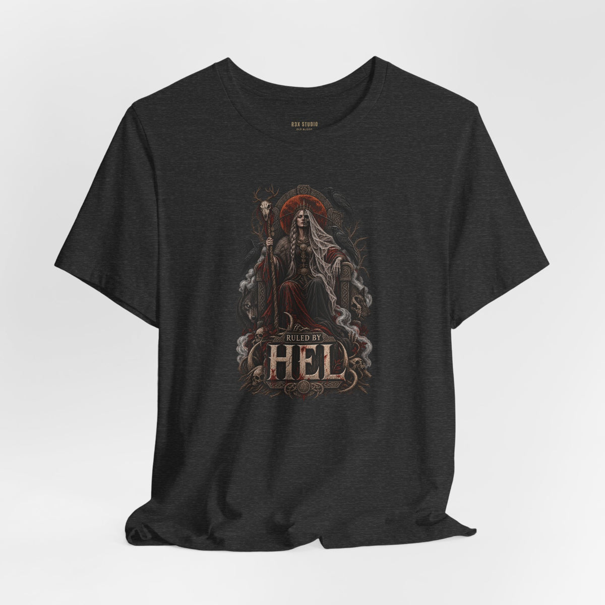 Ruled by Hel T-Shirt | Norse Goddess & Gothic Raven Design