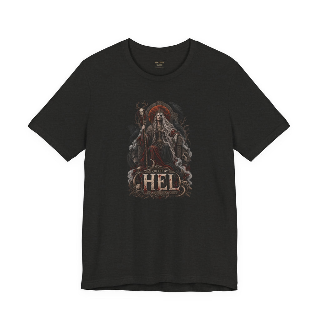 Ruled by Hel T-Shirt | Norse Goddess & Gothic Raven Design