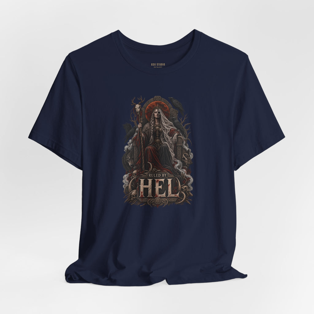 Ruled by Hel T-Shirt | Norse Goddess & Gothic Raven Design