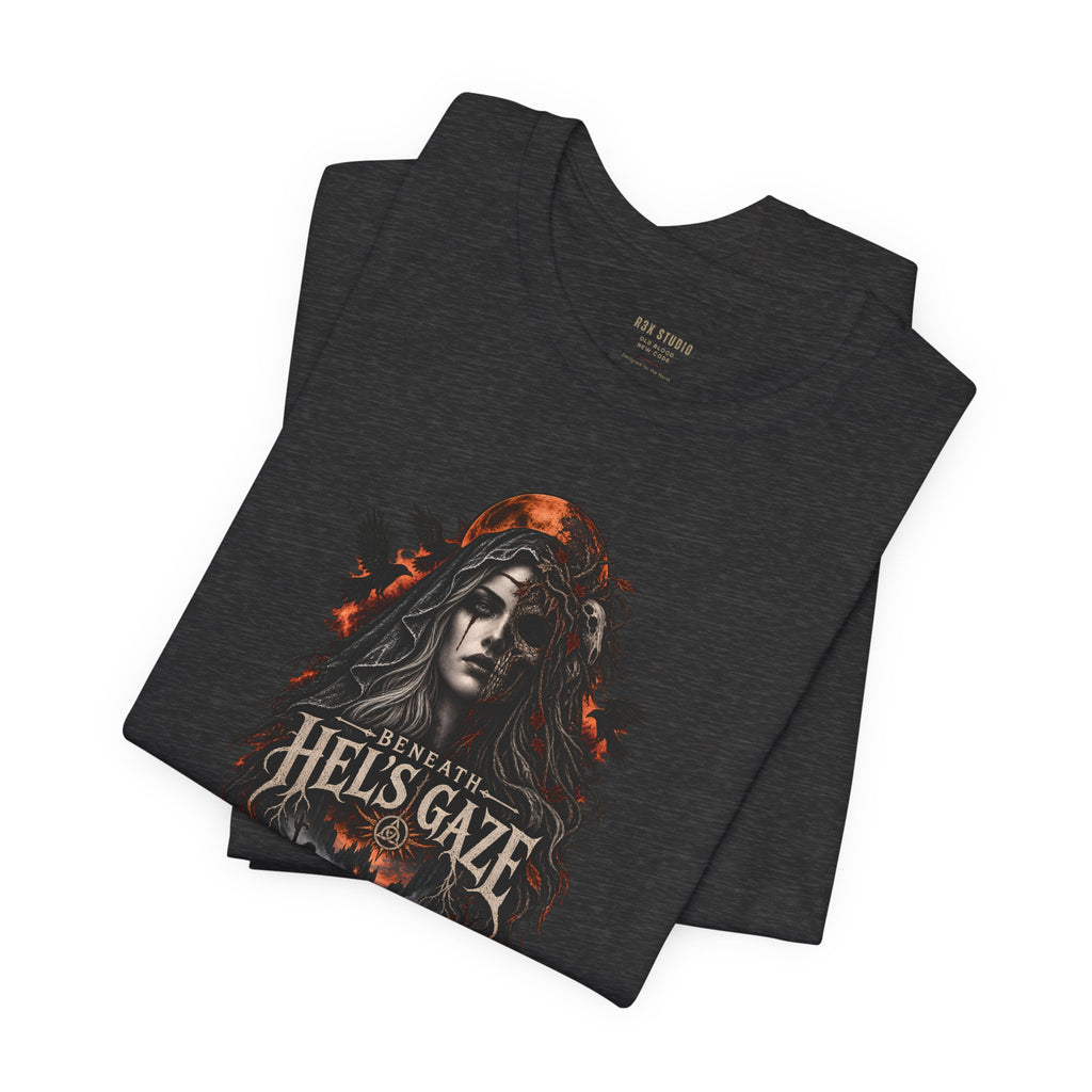 Beneath Hel’s Gaze – Dark Norse Goddess T-Shirt