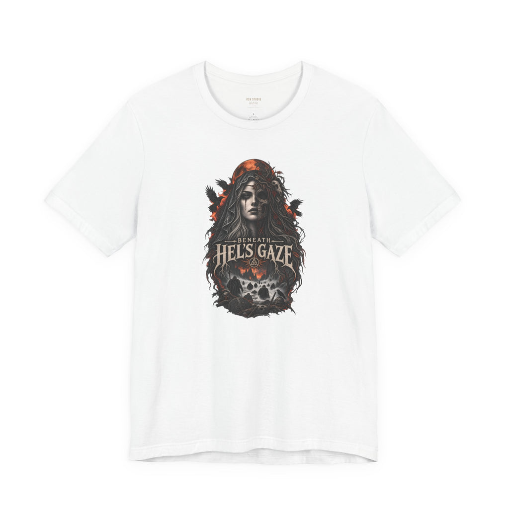 Beneath Hel’s Gaze – Dark Norse Goddess T-Shirt