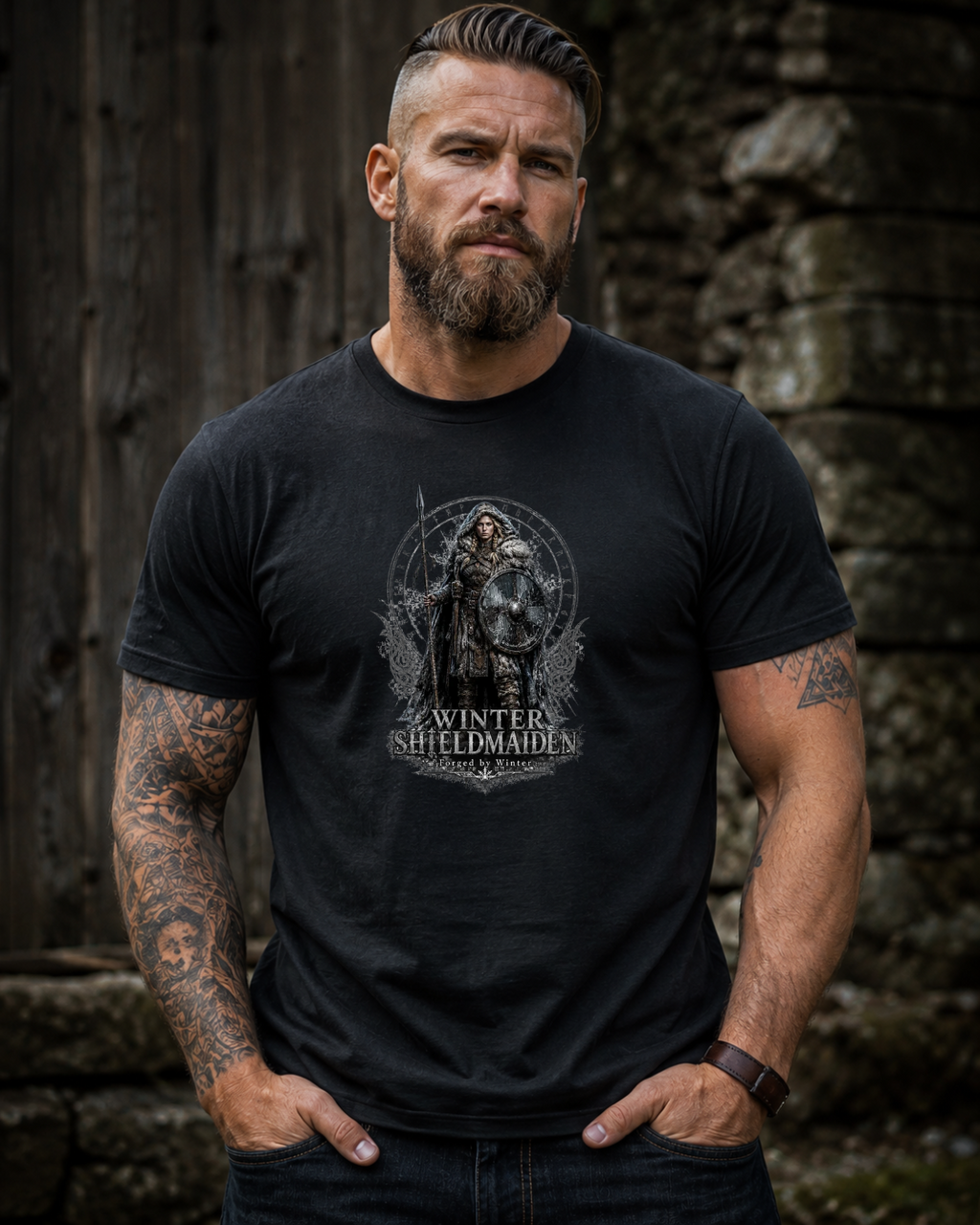 Winter Shieldmaiden — Norse Warrior T-Shirt