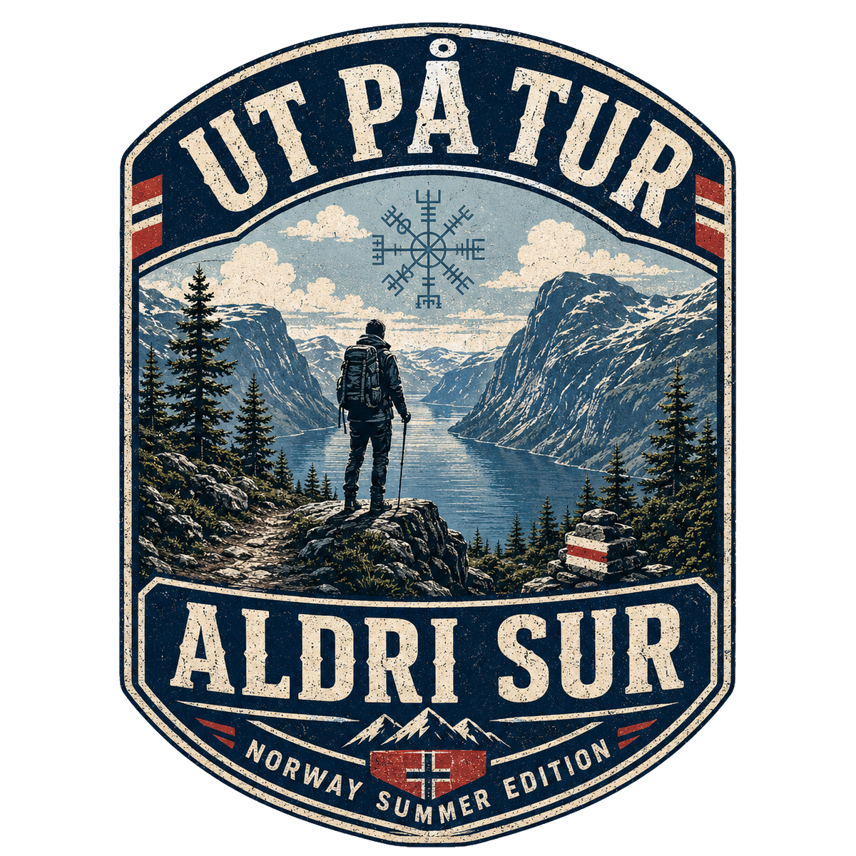 Ut på tur, aldri sur — Norwegian Outdoor T-Shirt