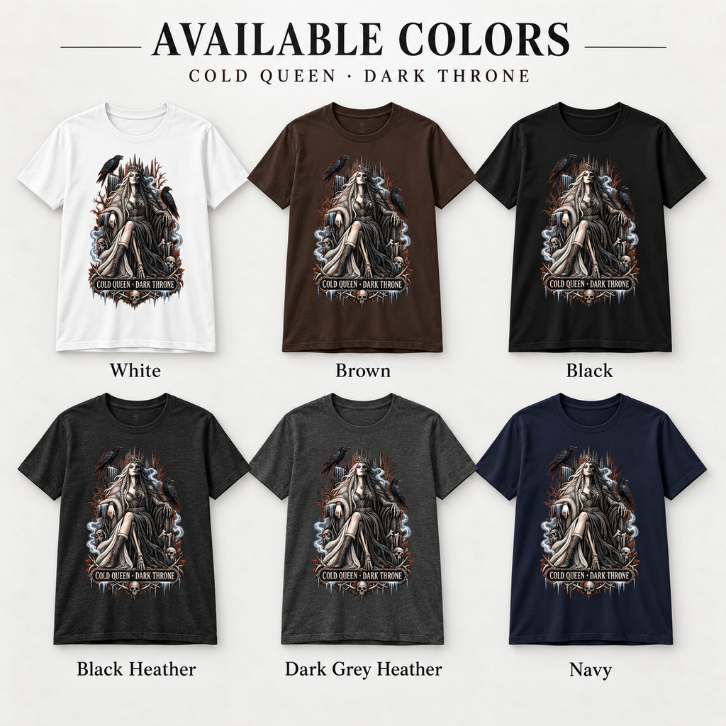 Cold Queen, Dark Throne — Norse Fantasy T-Shirt