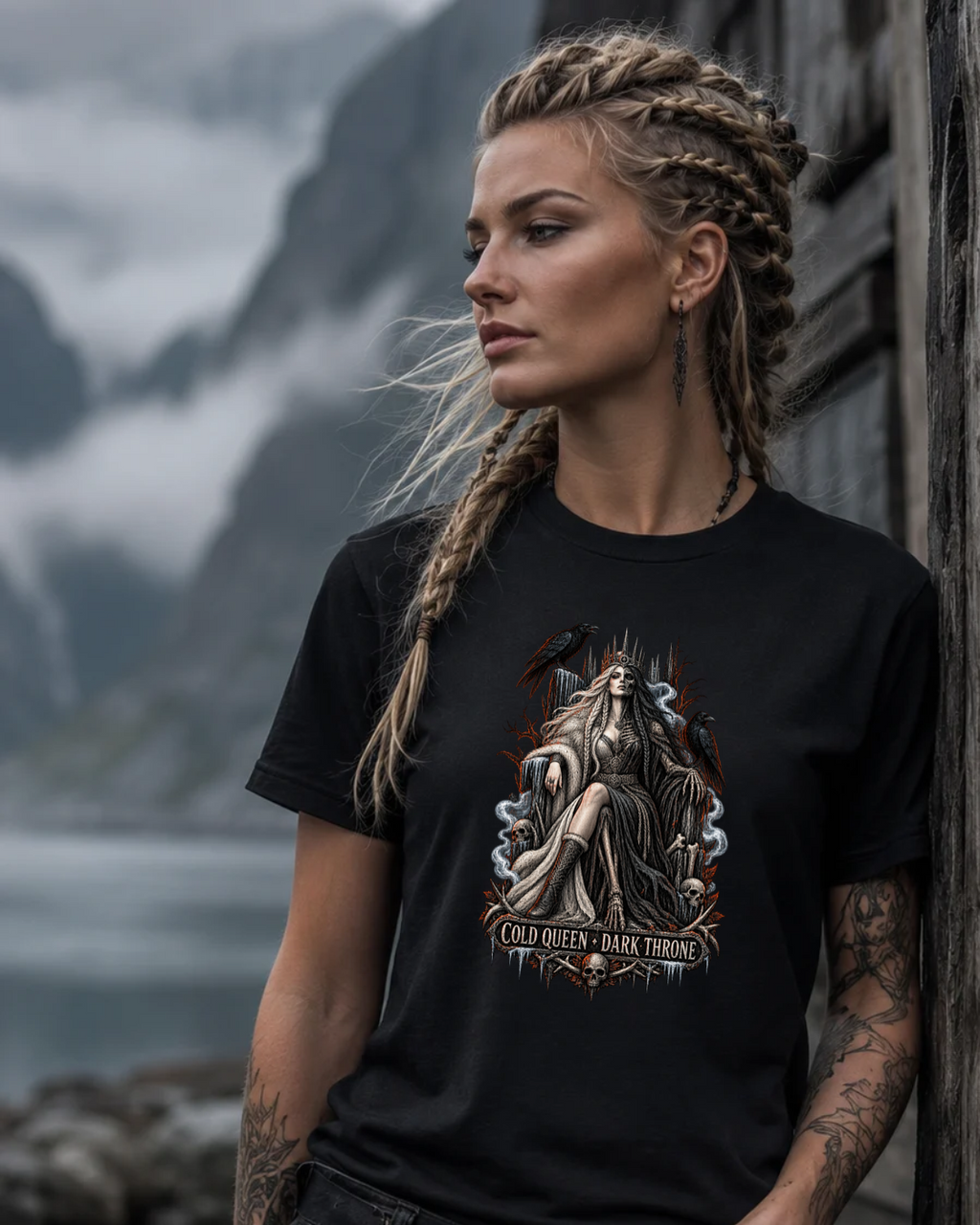Cold Queen, Dark Throne — Norse Fantasy T-Shirt