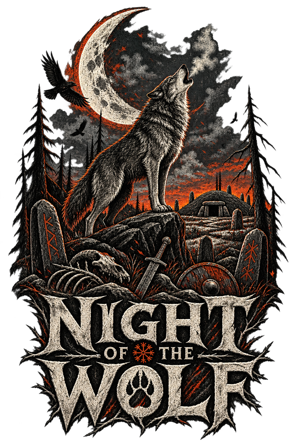 Night of the Wolf — Nordic Wolf T-Shirt