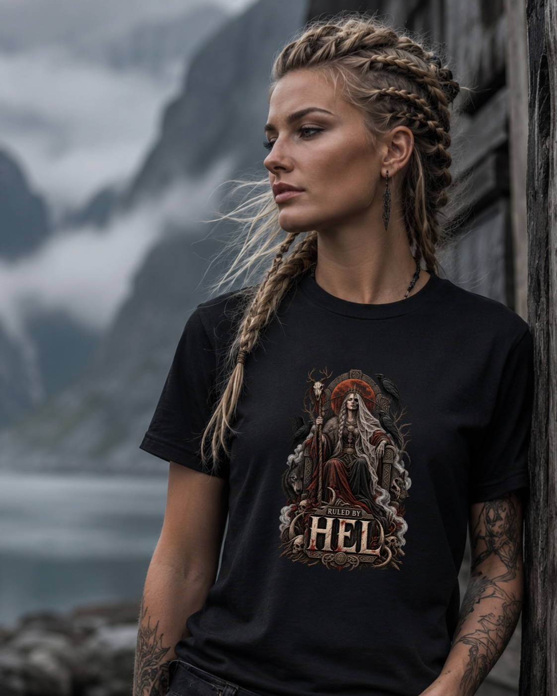 Ruled by Hel T-Shirt | Norse Goddess & Gothic Raven Design