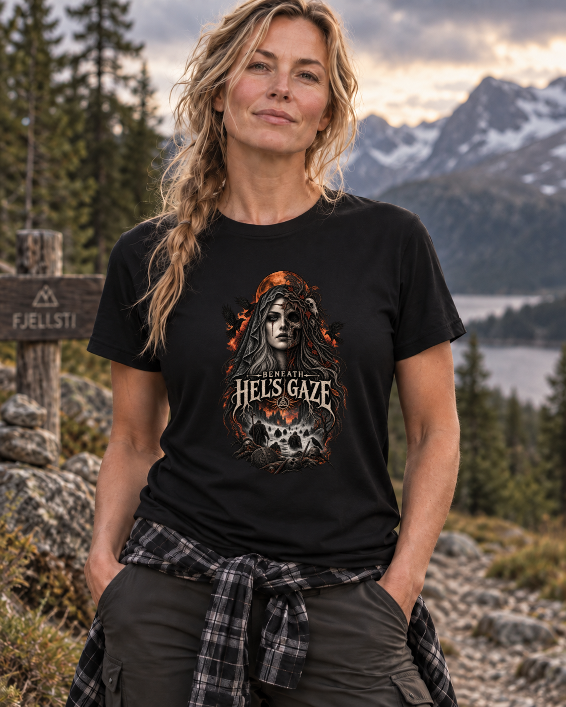 Beneath Hel’s Gaze – Dark Norse Goddess T-Shirt
