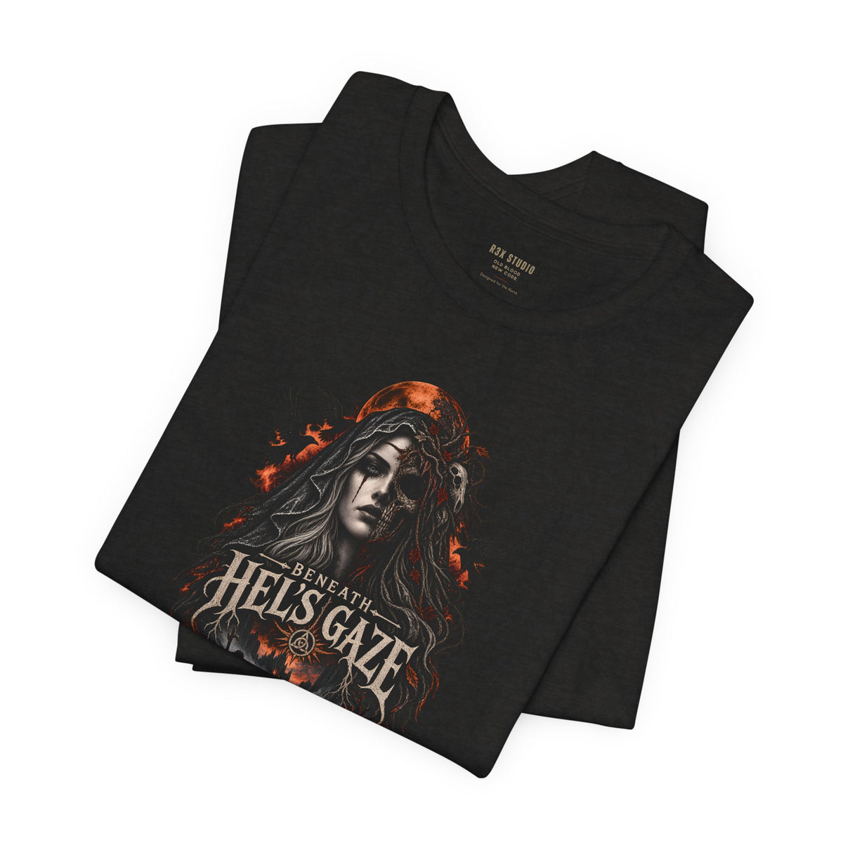 Beneath Hel’s Gaze – Dark Norse Goddess T-Shirt