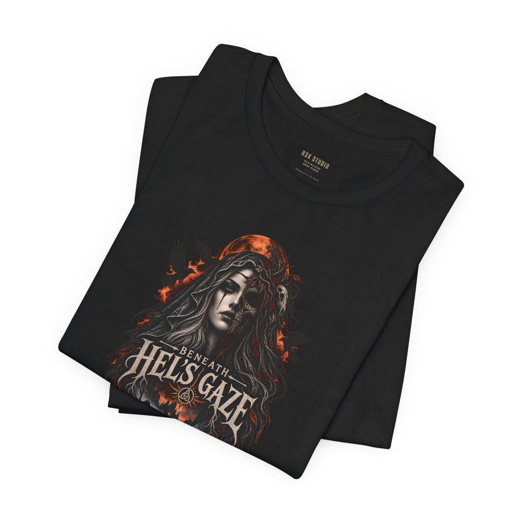 Beneath Hel’s Gaze – Dark Norse Goddess T-Shirt