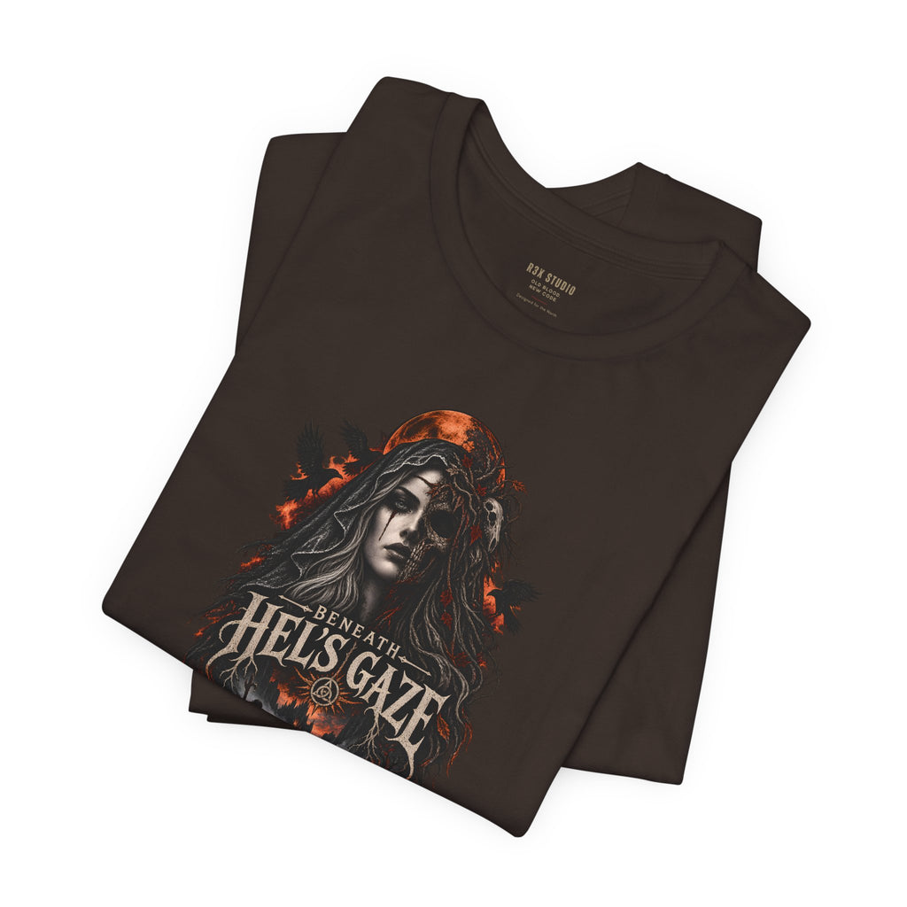Beneath Hel’s Gaze – Dark Norse Goddess T-Shirt