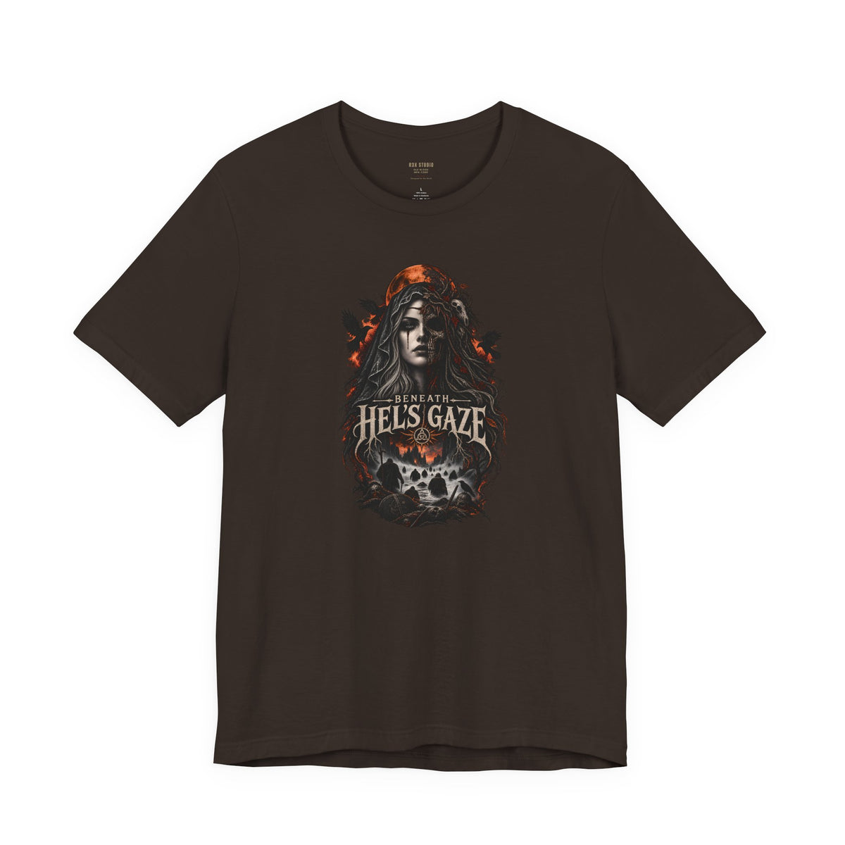 Beneath Hel’s Gaze – Dark Norse Goddess T-Shirt