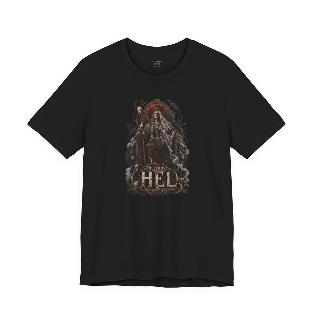 Ruled by Hel T-Shirt | Norse Goddess & Gothic Raven Design