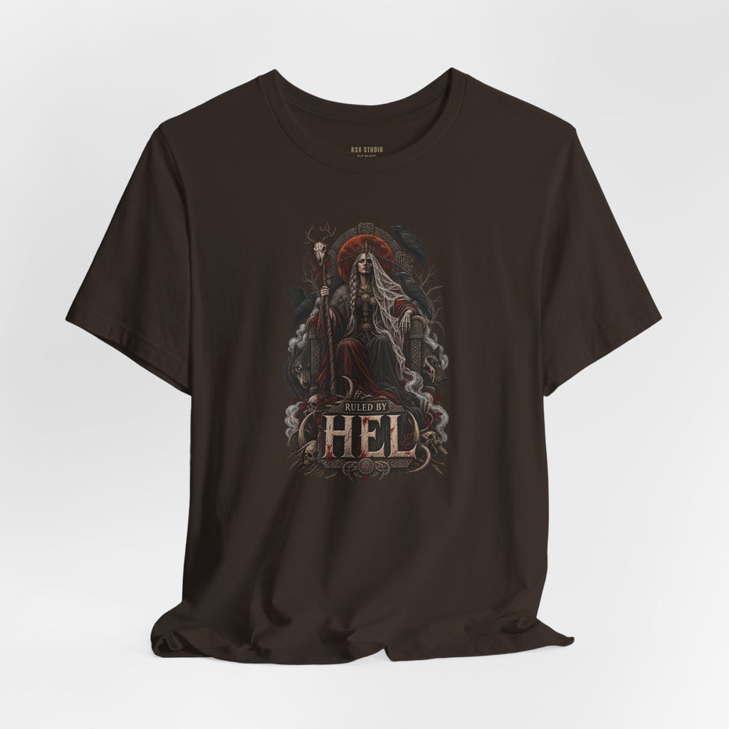 Ruled by Hel T-Shirt | Norse Goddess & Gothic Raven Design