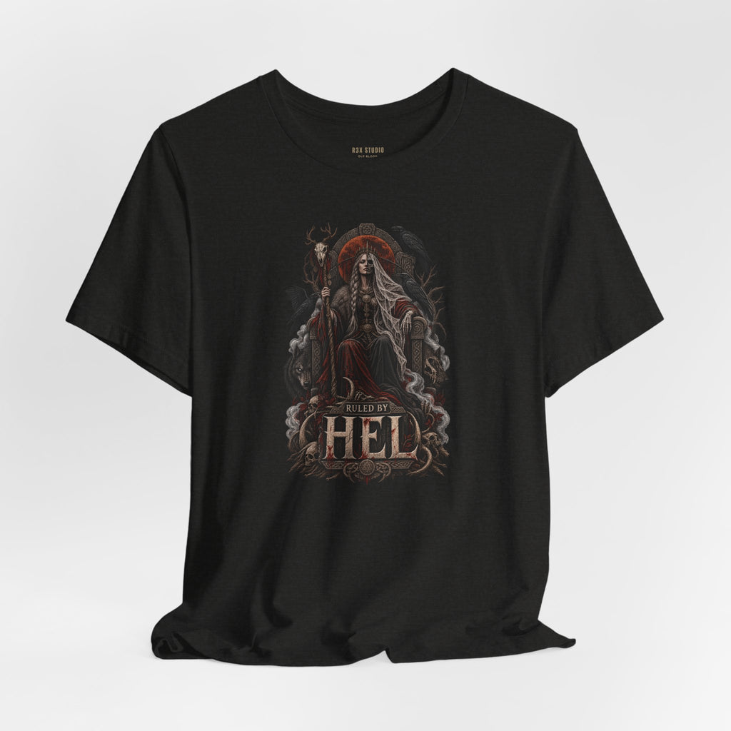 Ruled by Hel T-Shirt | Norse Goddess & Gothic Raven Design
