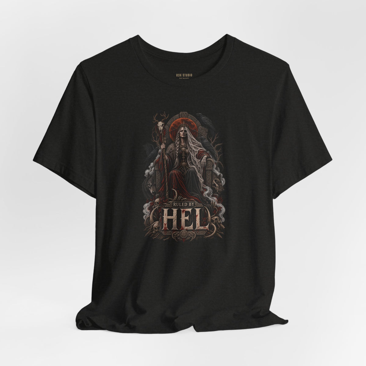 Ruled by Hel T-Shirt | Norse Goddess & Gothic Raven Design
